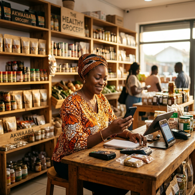 Commerçante africaine souriante